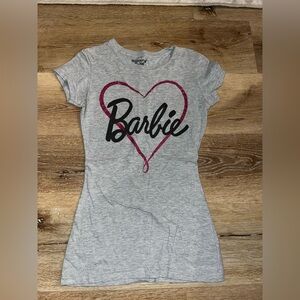 Barbie T-Shirt with Pink Heart on Gray